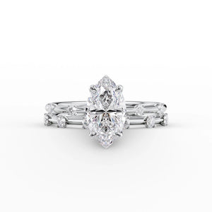 The Serena Set  With A 2 Carat Marquise 18K White Gold Moissanite