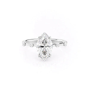 The Serena Set With A 3 Carat Marquise 18K White Gold Lab Diamond