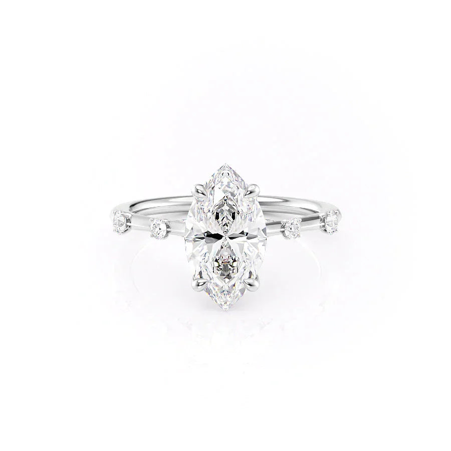 The Serena Set  With A 2 Carat Marquise 18K White Gold Moissanite