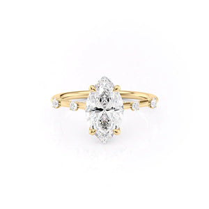 The Serena Set  With A 4 Carat Marquise 18K Yellow Gold Moissanite