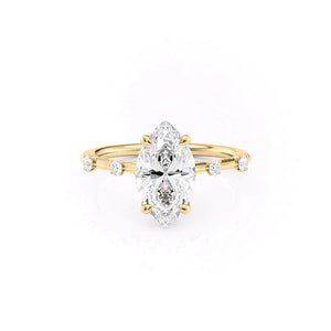 The Serena Set With A 1 Carat Marquise 18K Yellow Gold Lab Diamond