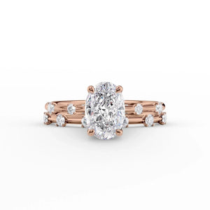 The Serena Set With A 1.5 Carat Oval 14K Rose Gold Lab Diamond