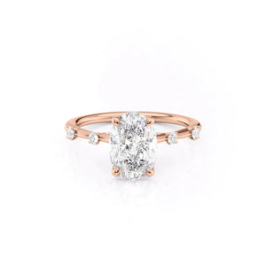 The Serena Set  With A 3.5 Carat Oval 14K Rose Gold Moissanite
