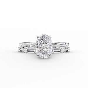 The Serena Set  With A 2 Carat Oval 14K White Gold Moissanite