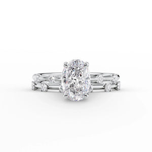 The Serena Set With A 3 Carat Oval 18K White Gold Lab Diamond