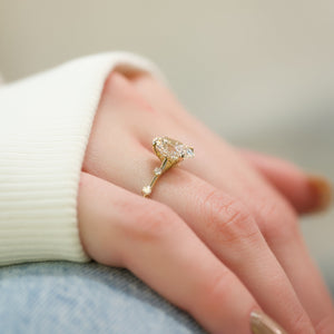 The Serena Set  With A 3 Carat Oval 18K Yellow Gold Moissanite