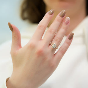 The Serena Set  With A 3 Carat Oval 18K Yellow Gold Moissanite