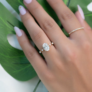 The Serena Set  With A 3 Carat Oval 18K Yellow Gold Moissanite