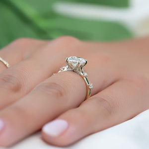 The Serena Set  With A 3 Carat Oval 18K Yellow Gold Moissanite