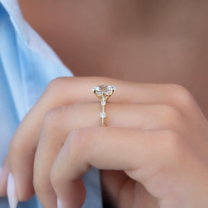 The Serena Set  With A 3 Carat Oval 18K Yellow Gold Moissanite