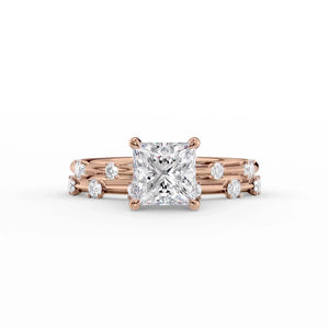 The Serena Set  With A 5 Carat Princess 14K Rose Gold Moissanite