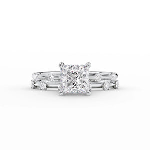 The Serena Set  With A 3.5 Carat Princess 14K White Gold Moissanite