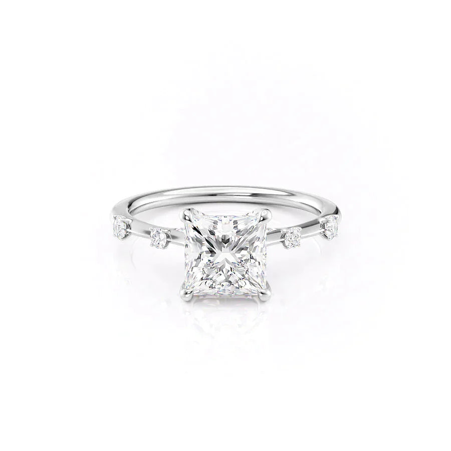 The Serena Set  With A 3.5 Carat Princess 14K White Gold Moissanite