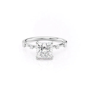 The Serena Set  With A 3 Carat Princess 18K White Gold Moissanite
