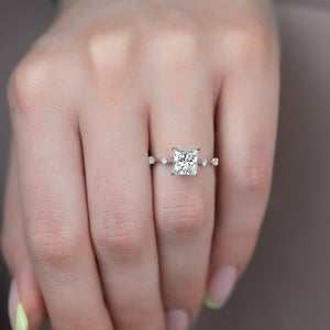 The Serena Set  With A 3 Carat Princess 14K White Gold Moissanite