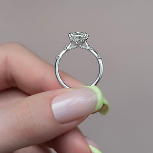 The Serena Set  With A 3 Carat Princess 14K White Gold Moissanite
