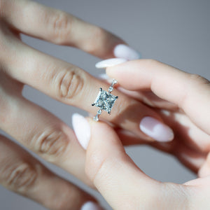 The Serena Set  With A 3 Carat Princess 14K White Gold Moissanite