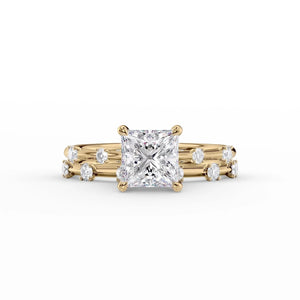 The Serena Set  With A 3 Carat Princess 18K Yellow Gold Moissanite