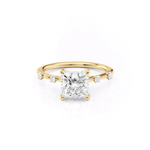 The Serena Set With A 2 Carat Princess 18K Yellow Gold Lab Diamond