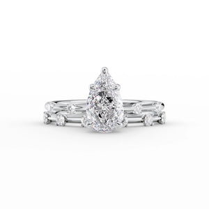 The Serena Set  With A 2 Carat Pear 18K White Gold Moissanite