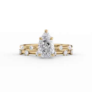 The Serena Set With A 2.5 Carat Pear 14K Yellow Gold Lab Diamond
