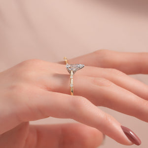 The Serena Set With A 1 Carat Pear 18K Yellow Gold Lab Diamond