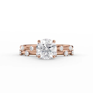 The Serena Set With A 2 Carat Round 14K Rose Gold Lab Diamond