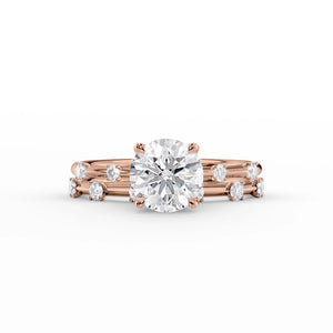 The Serena Set With A 1 Carat Round 14K Rose Gold Lab Diamond
