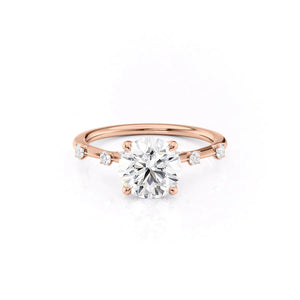The Serena Set With A 1.5 Carat Round 14K Rose Gold Lab Diamond