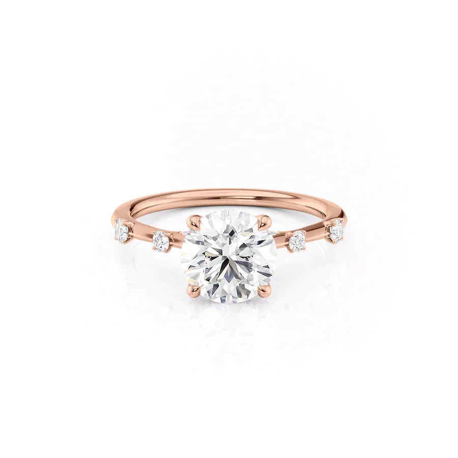 The Serena Set With A 3 Carat Round 14K Rose Gold Lab Diamond