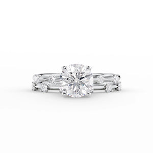 The Serena Set  With A 3 Carat Round 14K White Gold Moissanite