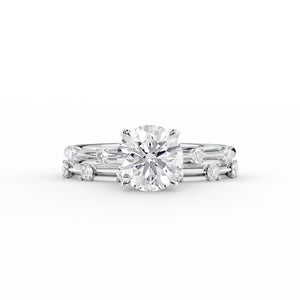 The Serena Set  With A 5 Carat Round 14K White Gold Moissanite