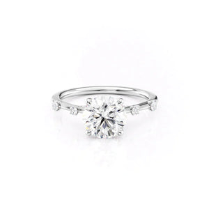 The Serena Set  With A 3 Carat Round 14K White Gold Moissanite