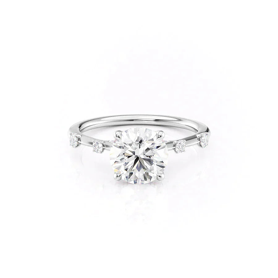 The Serena Set With A 2.5 Carat Round 14K White Gold Lab Diamond