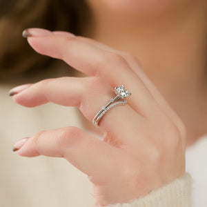 The Serena Set  With A 3 Carat Round 14K White Gold Moissanite