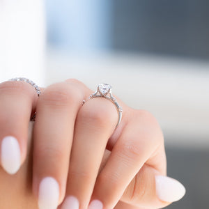 The Serena Set  With A 3 Carat Round 14K White Gold Moissanite