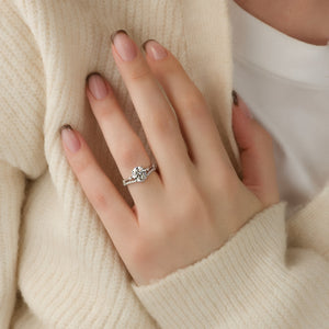 The Serena Set  With A 3 Carat Round 14K White Gold Moissanite