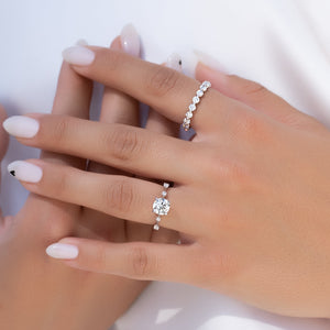 The Serena Set  With A 3 Carat Round 14K White Gold Moissanite