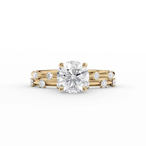 The Serena Set  With A 4.5 Carat Round 18K Yellow Gold Moissanite