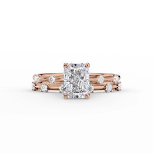 The Serena Set With A 2 Carat Radiant 14K Rose Gold Lab Diamond