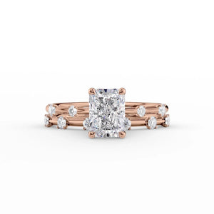 The Serena Set With A 2 Carat Radiant 14K Rose Gold Lab Diamond