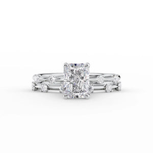 The Serena Set With A 1 Carat Radiant 18K White Gold Lab Diamond