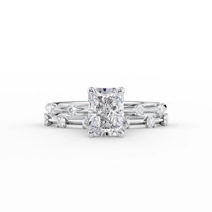 The Serena Set With A 1 Carat Radiant 18K White Gold Lab Diamond
