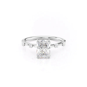 The Serena Set With A 1 Carat Radiant 18K White Gold Lab Diamond