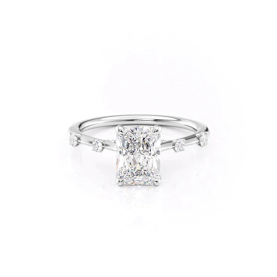 The Serena Set With A 2.5 Carat Radiant 18K White Gold Lab Diamond