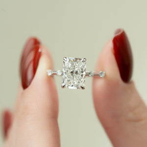 The Serena Set With A 1 Carat Radiant 18K White Gold Lab Diamond