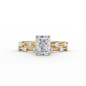 The Serena Set With A 1 Carat Radiant 18K Yellow Gold Lab Diamond