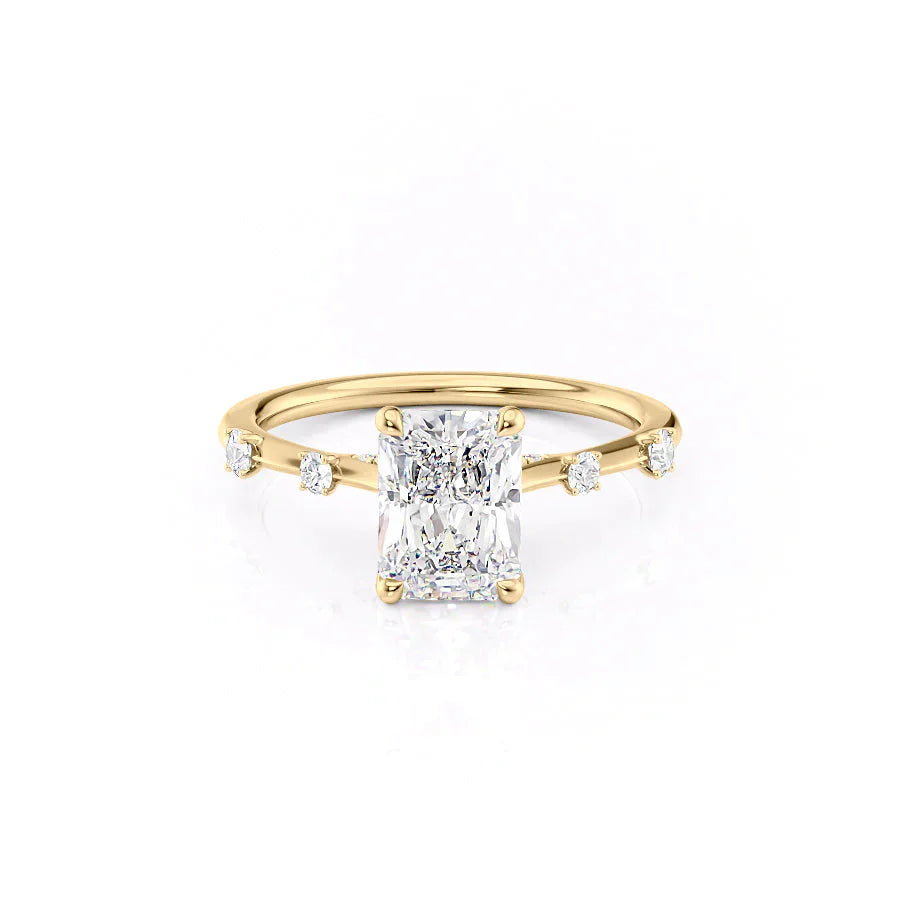 The Serena Set  With A 2.5 Carat Radiant 18K Yellow Gold Moissanite