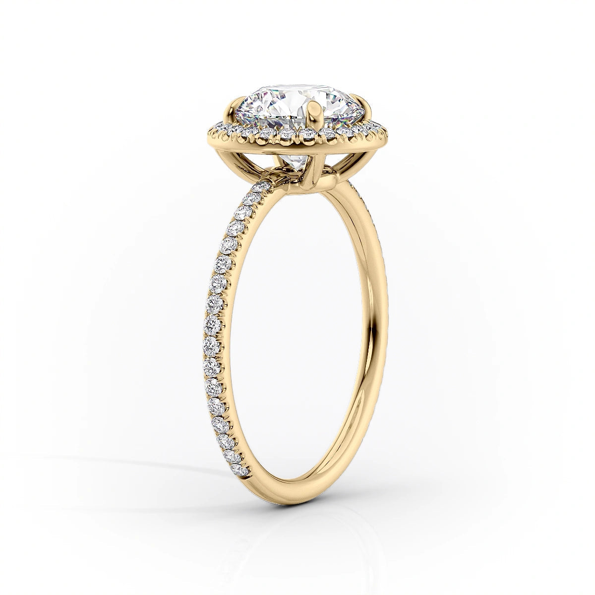 The Michelle Set With A 1 Carat Cushion 18K Yellow Gold Lab Diamond