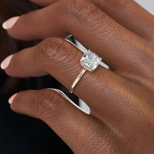 The Low Profile Kamellie Set  With A 1.5 Carat Cushion 14K Rose Gold Pave Moissanite